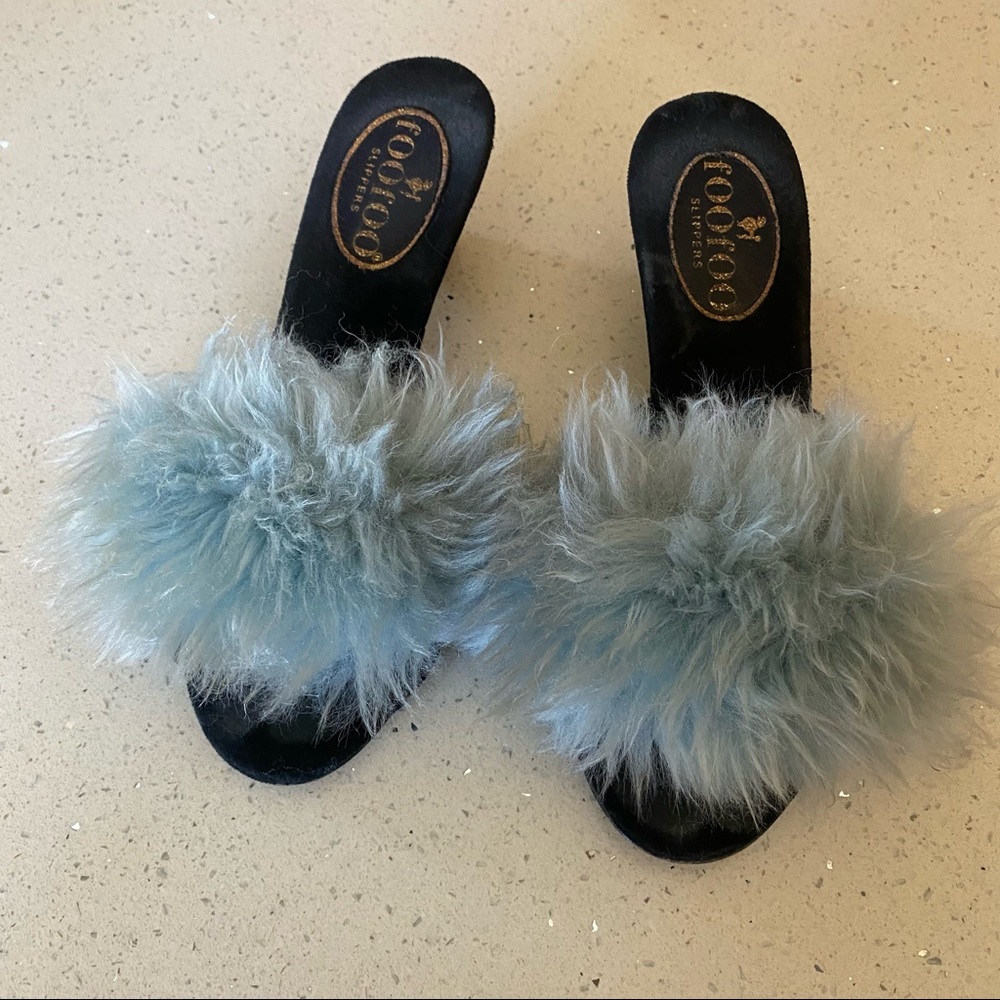 Foo Foo bedroom slippers size 7 duck egg blue. Wool